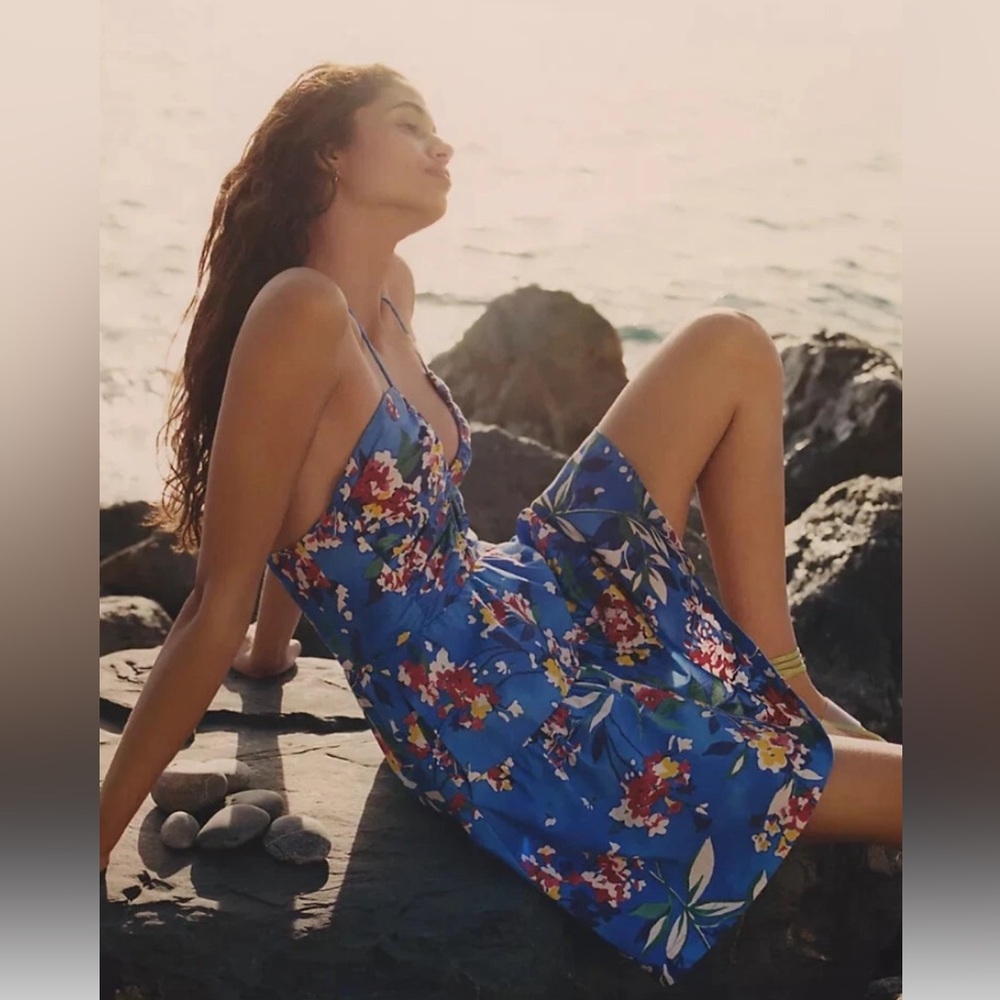 NWT Anthropologie size S mini dress in blue floral